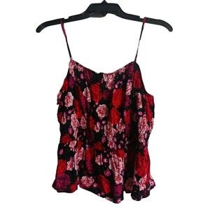 NWT Women's Old Navy Fitted Floral Cami Top Size S (4-6) Blouse Black/Red
